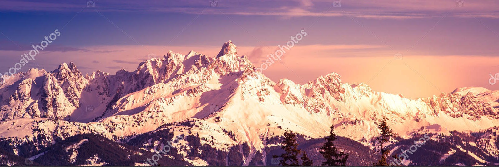 Зимние Альпы, панорамный вид